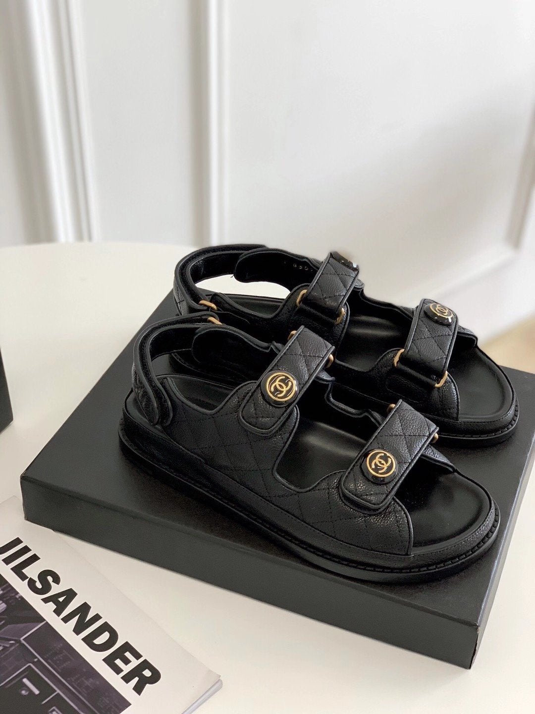 BLACK CHNL CHUNKY SANDAL image 2