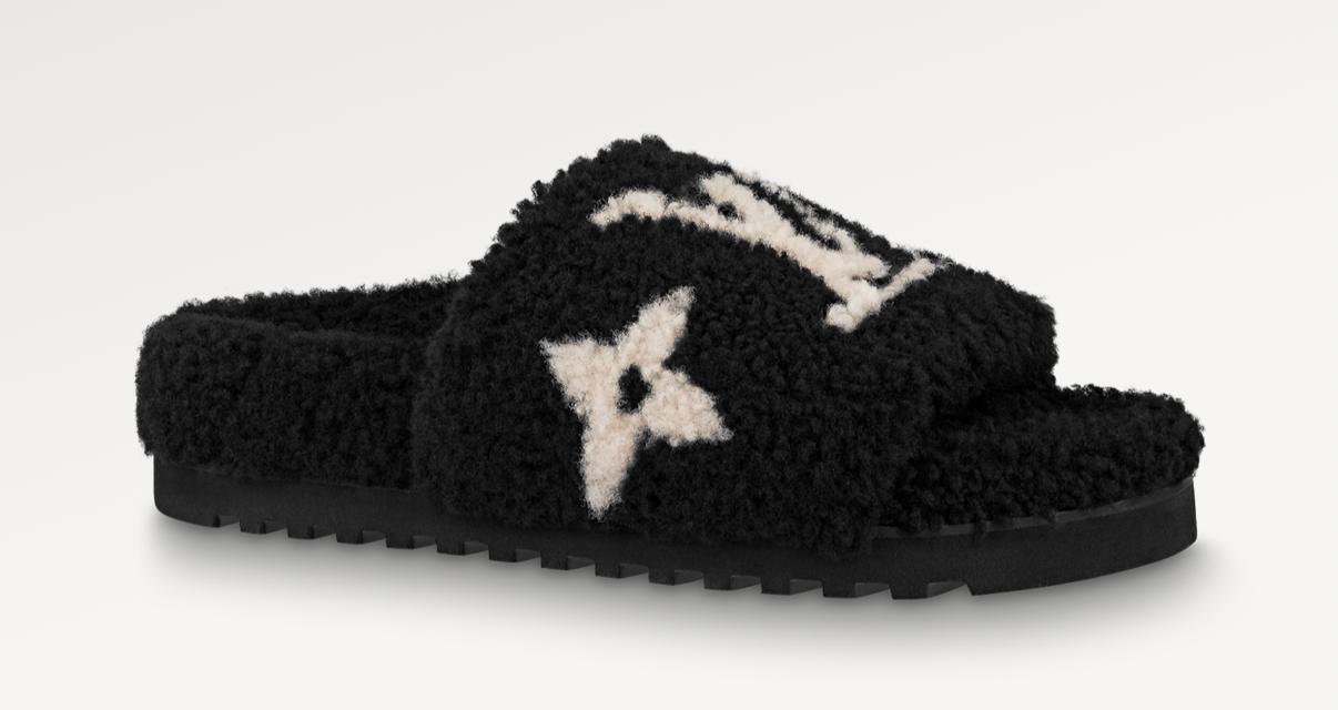 L-V FLUFFY BLCK SLIPPER image 1