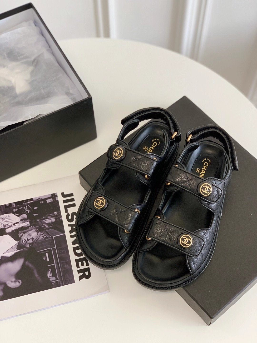 BLACK CHNL CHUNKY SANDAL image 4
