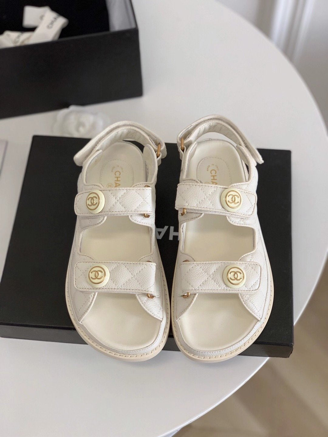 WHITE CHNL CHUNKY SANDAL image 5